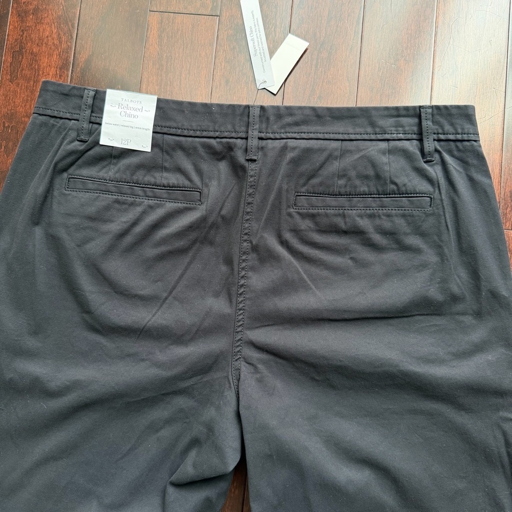 Talbots NWT Women’s Slacks Pants Size 12P Chino Relaxed Ankle Length Black Work - Picture 6 of 9
